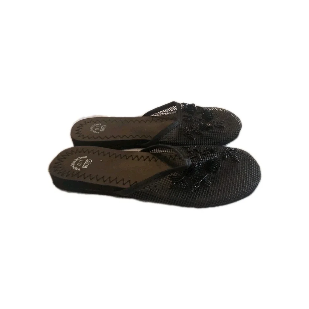 Gina Youth Girl's Slip On Comfort Dress  Ballet Flats Black Size 1-2 New